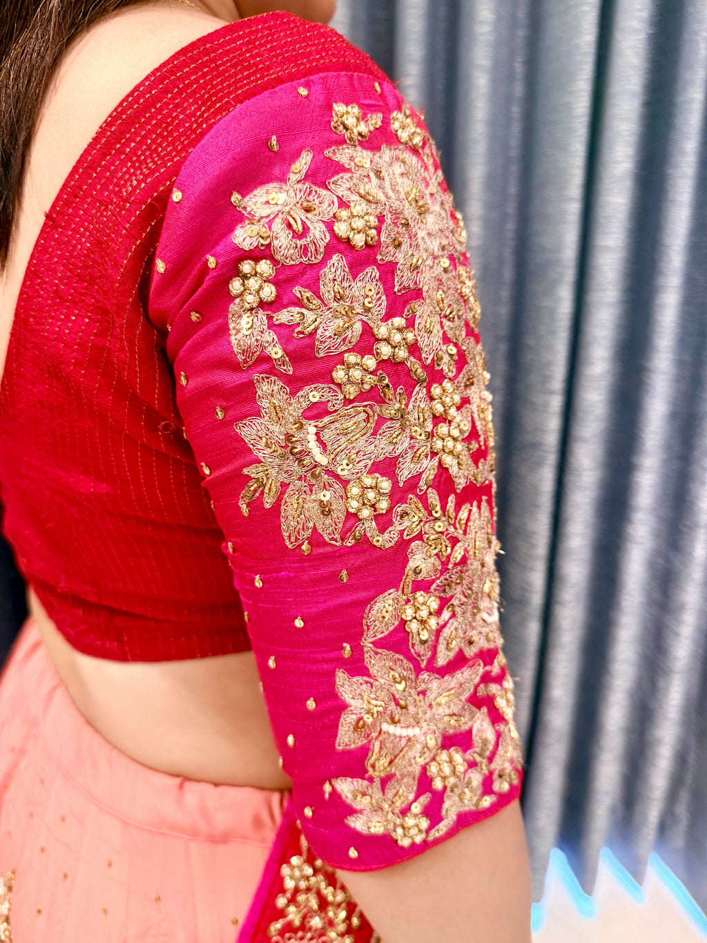 Royal Navy & Fuchsia Hand-Embroidered Chaniya Choli