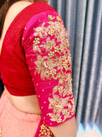 Royal Navy & Fuchsia Hand-Embroidered Chaniya Choli