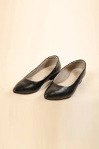 Black Pointed Low-Heel Shoes