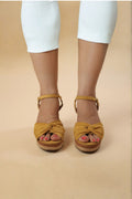 Mustard Yellow Espadrille Wedge Sandals