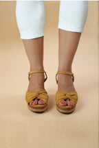 Mustard Yellow Espadrille Wedge Sandals