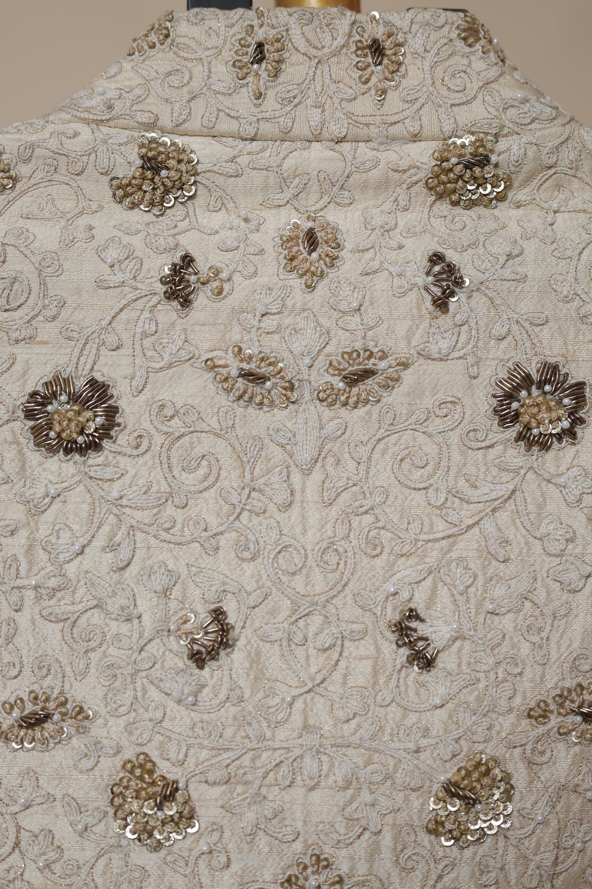 Men's Ivory Gold Embroidered Wedding Sherwani