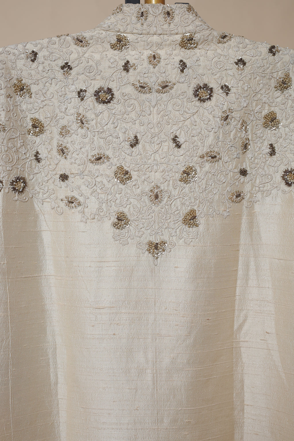 Men's Ivory Gold Embroidered Wedding Sherwani