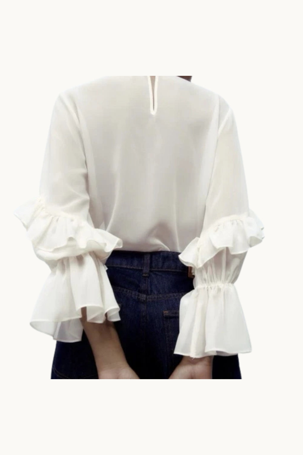 Sheer High-Neck Layered Ruffle Top