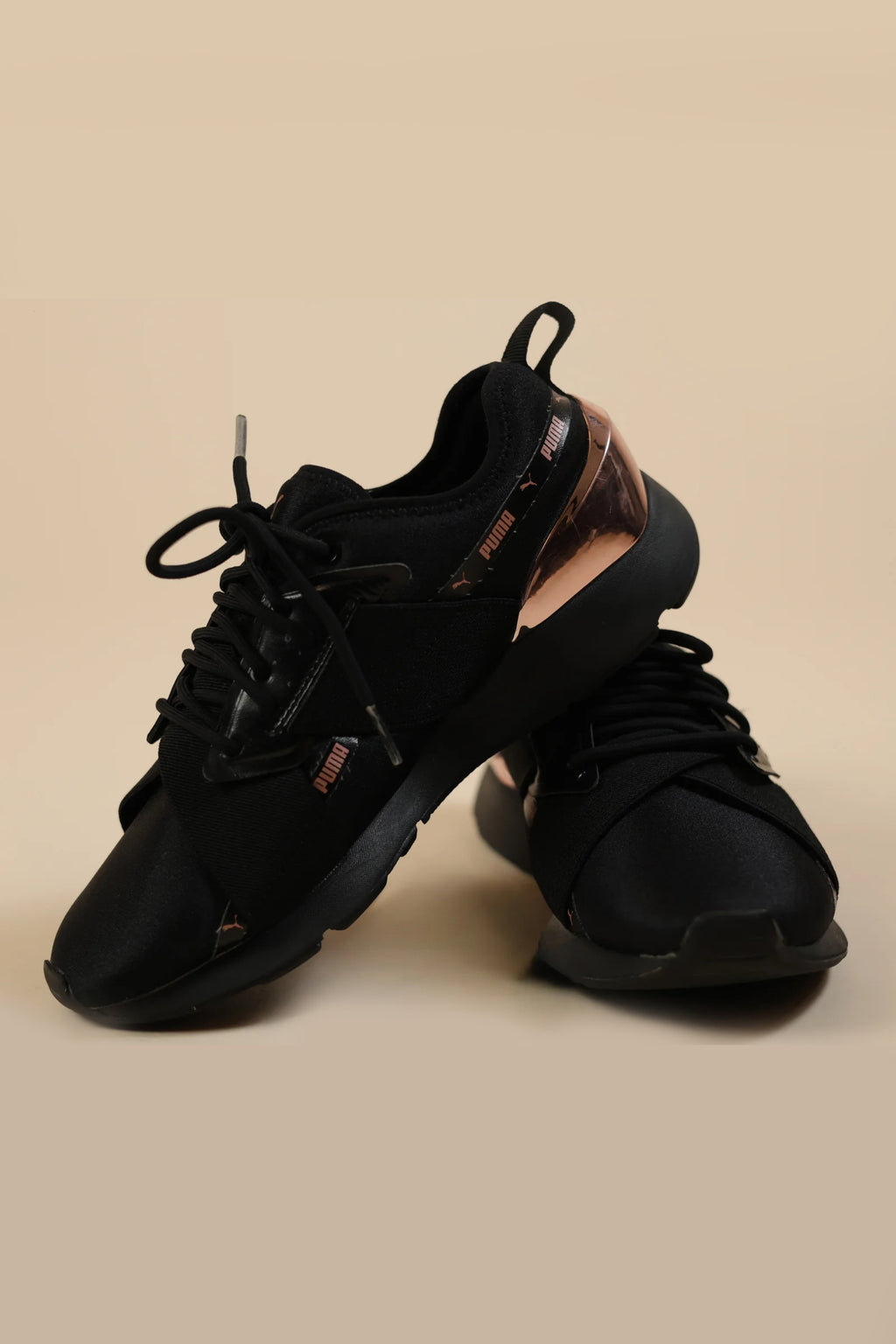 Women's Black and Rose Gold Running/Training Shoes
