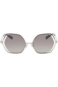 Hexagonal Cut-Out Metal Sunglasses in Silver/Grey
