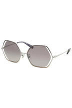 Hexagonal Cut-Out Metal Sunglasses in Silver/Grey