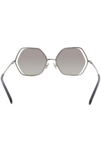 Hexagonal Cut-Out Metal Sunglasses in Silver/Grey