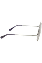 Hexagonal Cut-Out Metal Sunglasses in Silver/Grey