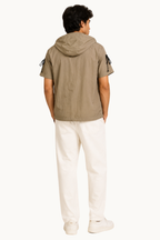 Hooded Zip-Up Cargo Shirt