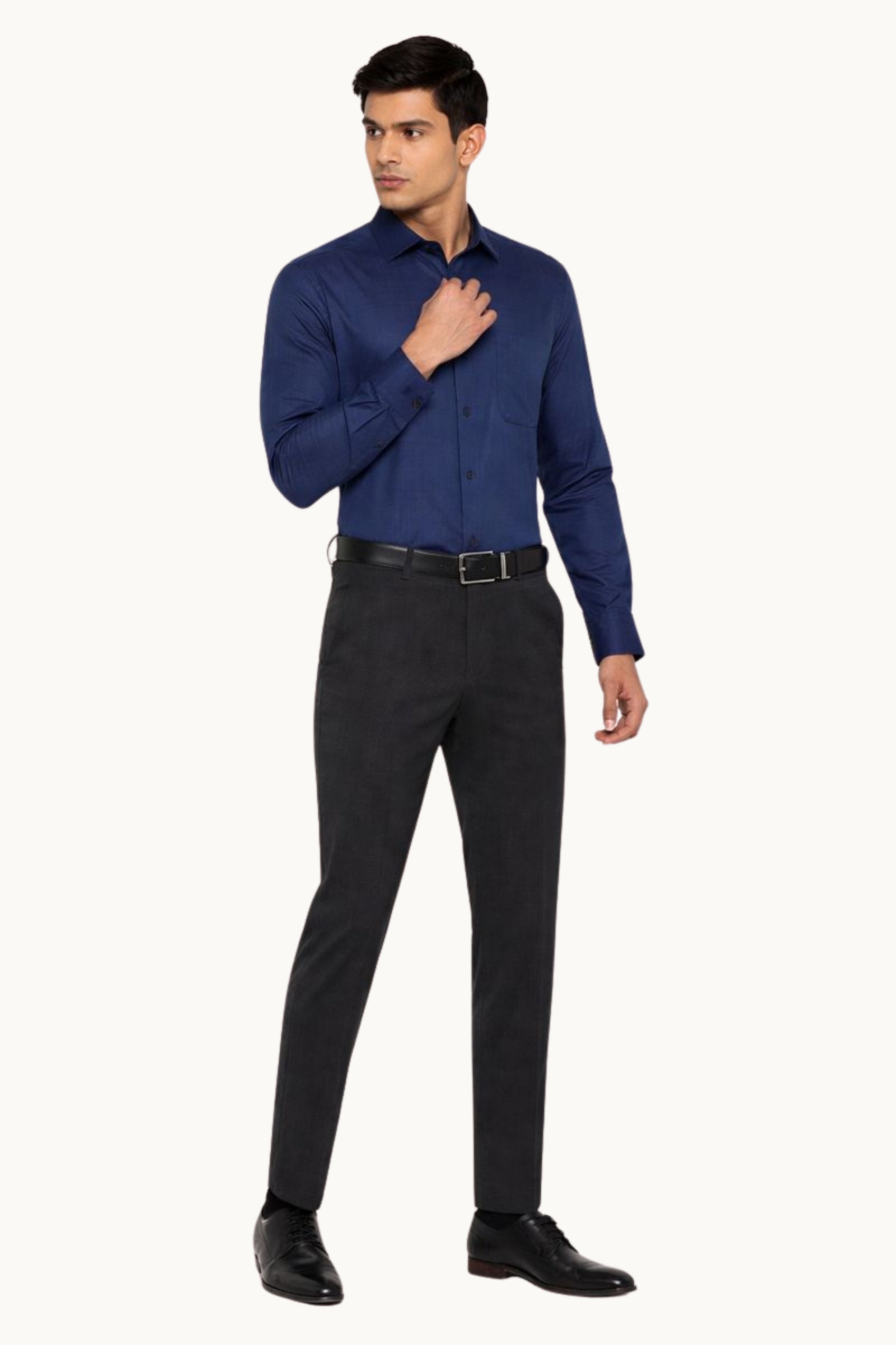 Men Navy Classic Fit Print Full Sleeves Formal Shirt