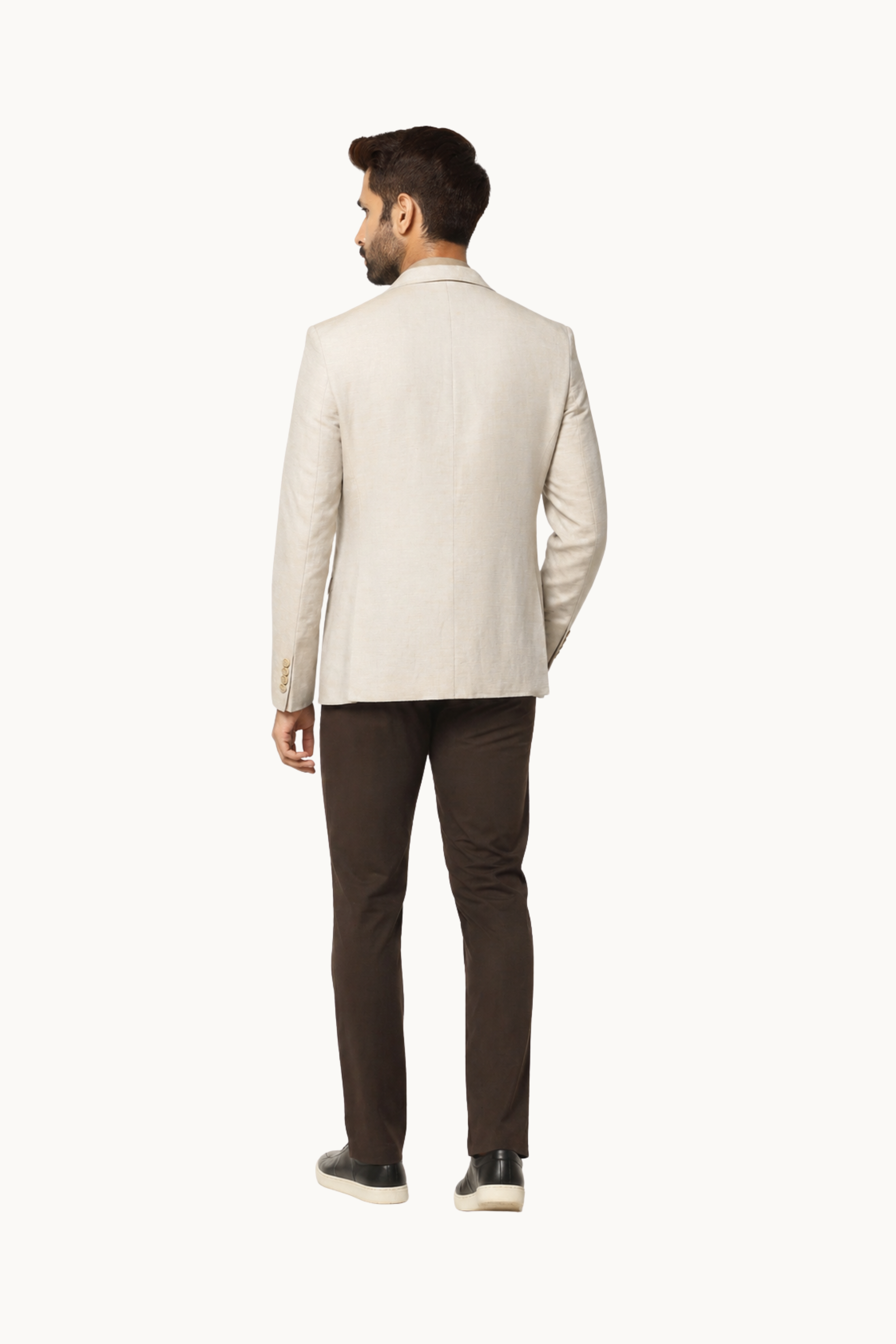 Men’s Premium Beige Linen-Blend Slim-Fit Blazer