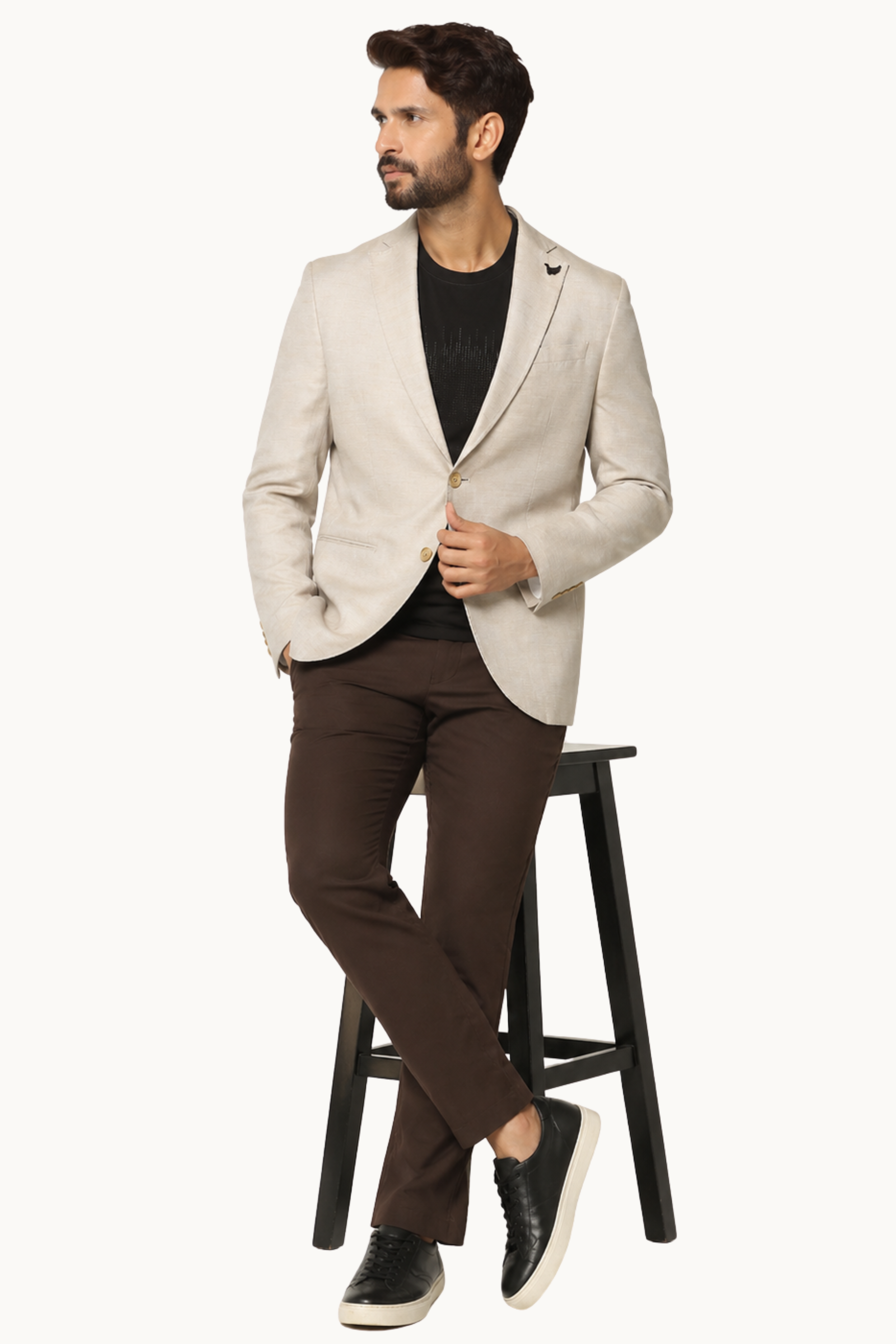Men’s Premium Beige Linen-Blend Slim-Fit Blazer