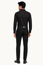 Men's Formal Black Shirt with Chest Pocket Crest