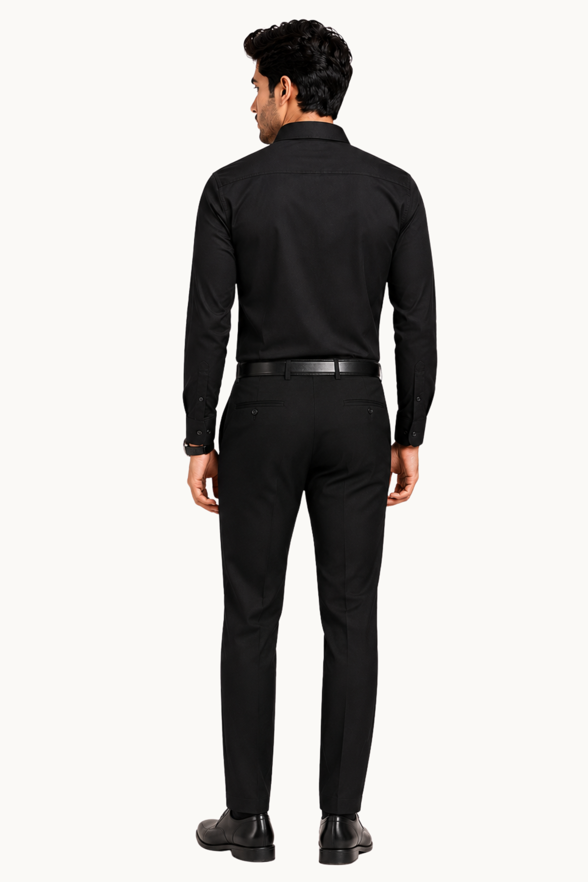 Men's Formal Black Shirt with Chest Pocket Crest