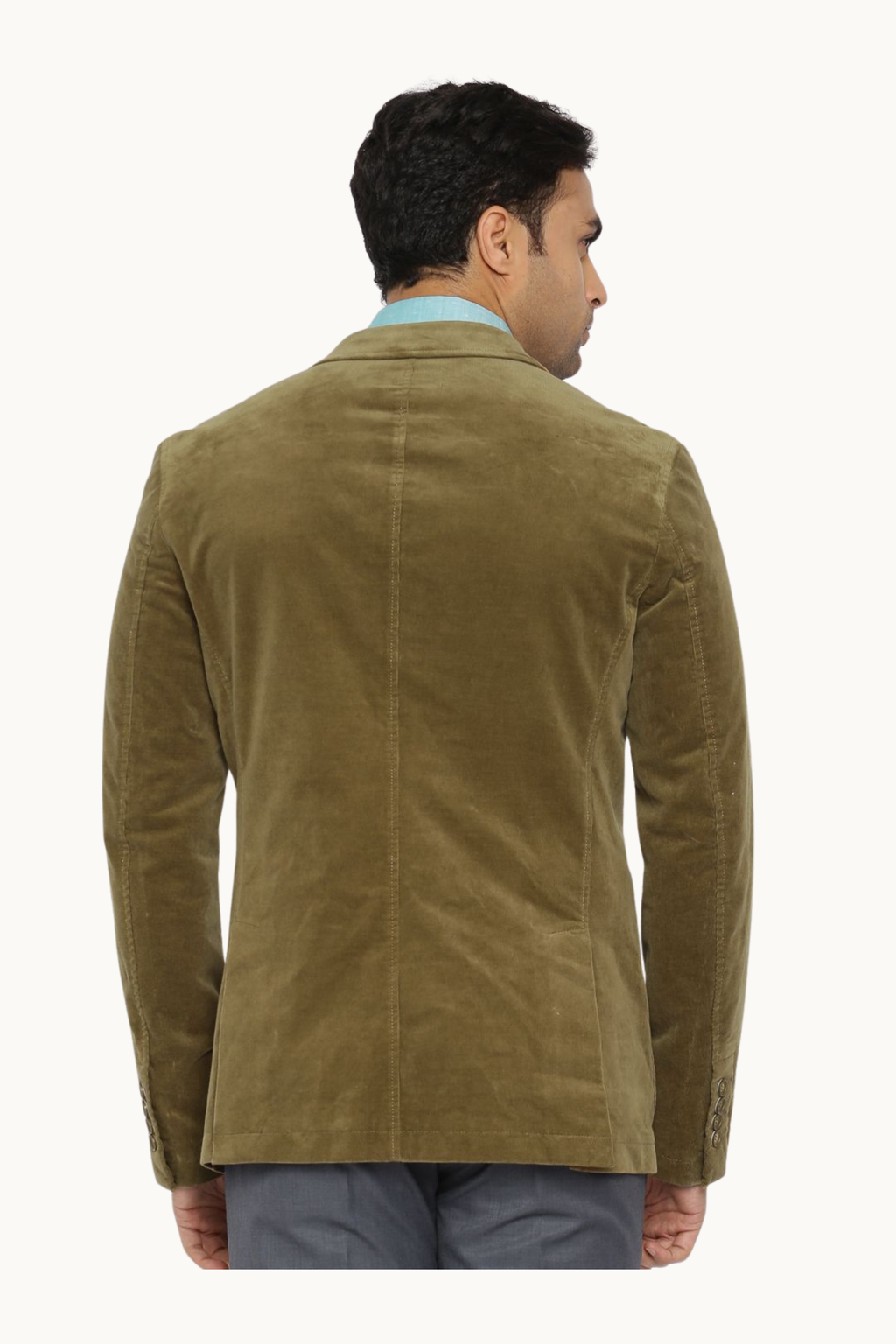 Premium Olive Green Velvet Slim-Fit Blazer