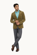 Premium Olive Green Velvet Slim-Fit Blazer