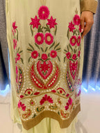 Designer Pastel Green & Pink Festive Gown