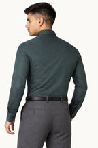 Men Green Slim Fit Print Full Sleeves Formal Shirt