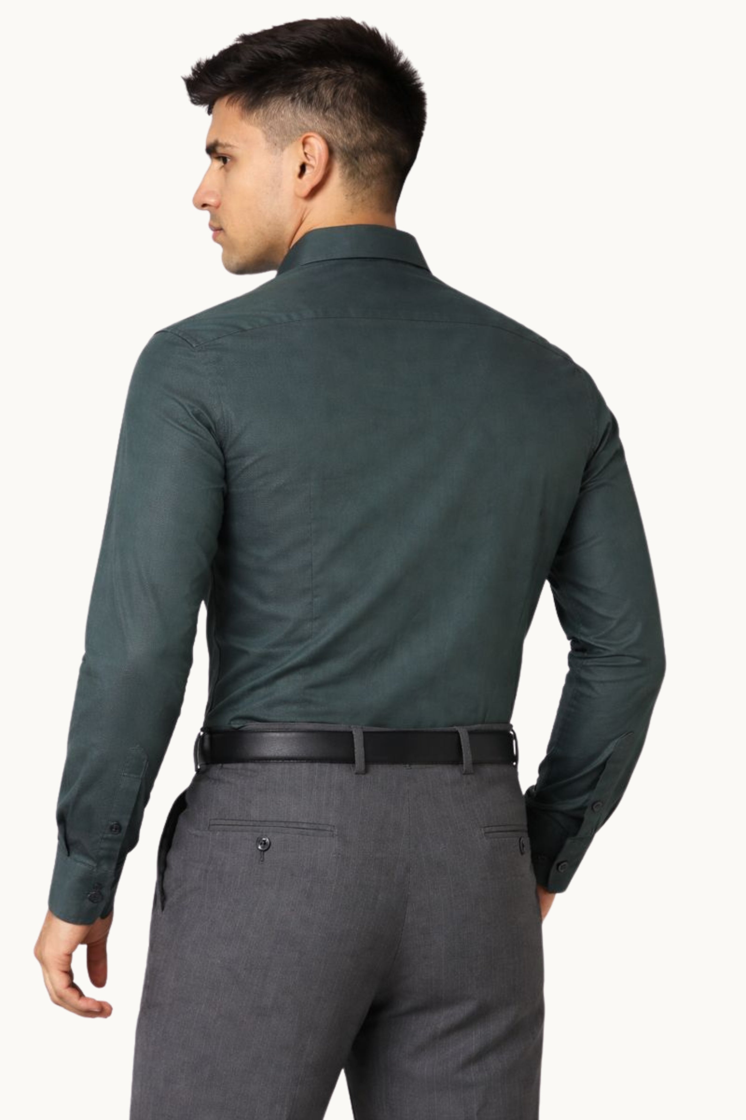 Men Green Slim Fit Print Full Sleeves Formal Shirt