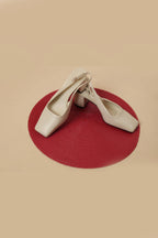 Elegant White Square-Toe Slingback Block Heels