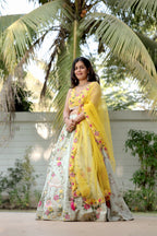 Meadow Charm Multi-Color Floral Lehenga with Scalloped Dupatta