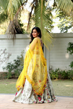 Meadow Charm Multi-Color Floral Lehenga with Scalloped Dupatta