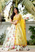 Meadow Charm Multi-Color Floral Lehenga with Scalloped Dupatta