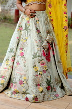 Meadow Charm Multi-Color Floral Lehenga with Scalloped Dupatta