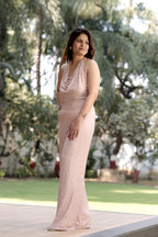 Shimmering Rose Gold Halter Jumpsuit
