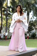 Pestal Pink Palazzo & Structured Bell-Sleeve Blazer Set