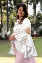 Pestal Pink Palazzo & Structured Bell-Sleeve Blazer Set