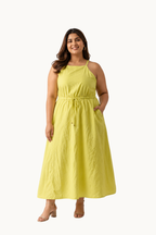 Chartreuse Halter Neck Maxi Dress