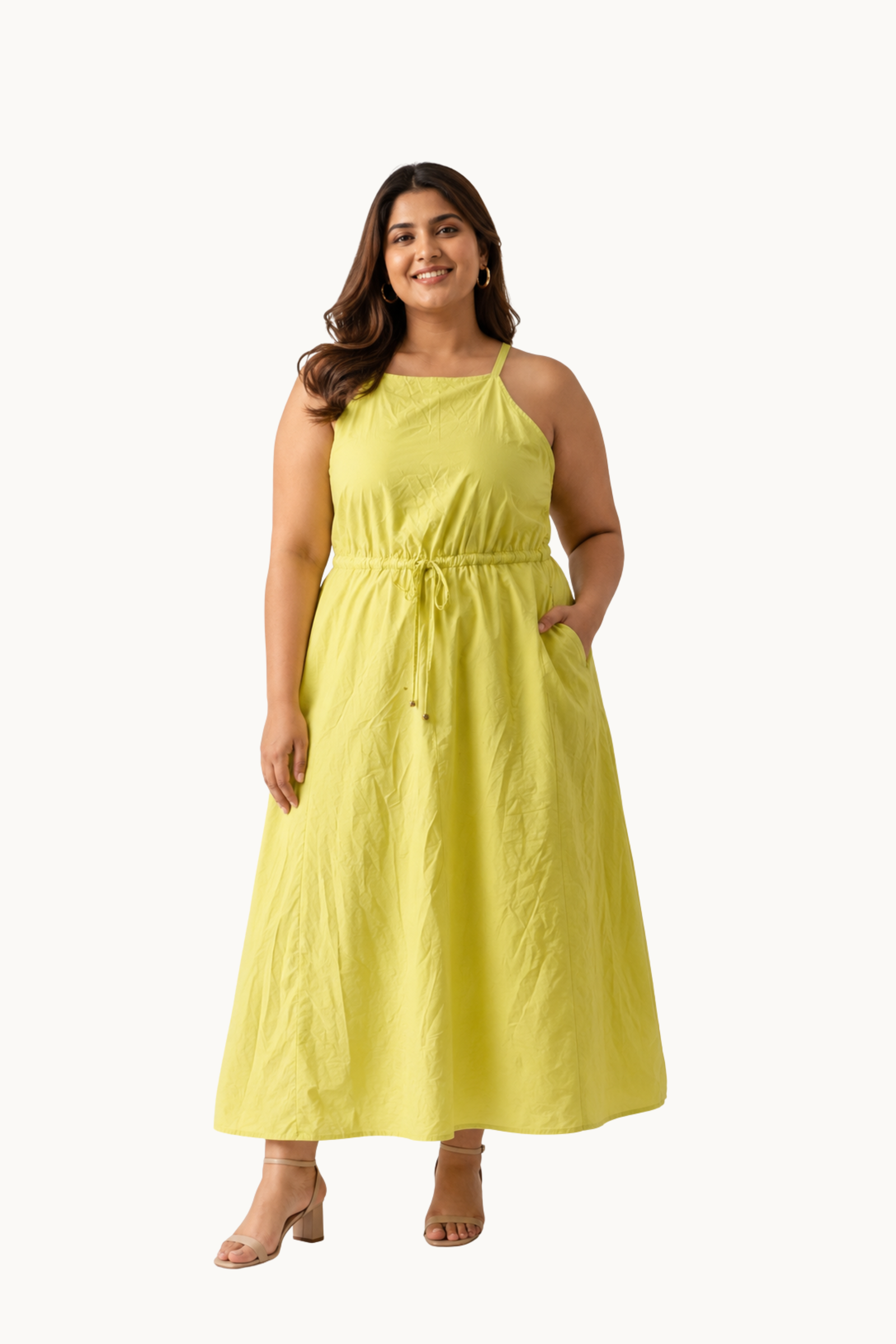 Chartreuse Halter Neck Maxi Dress