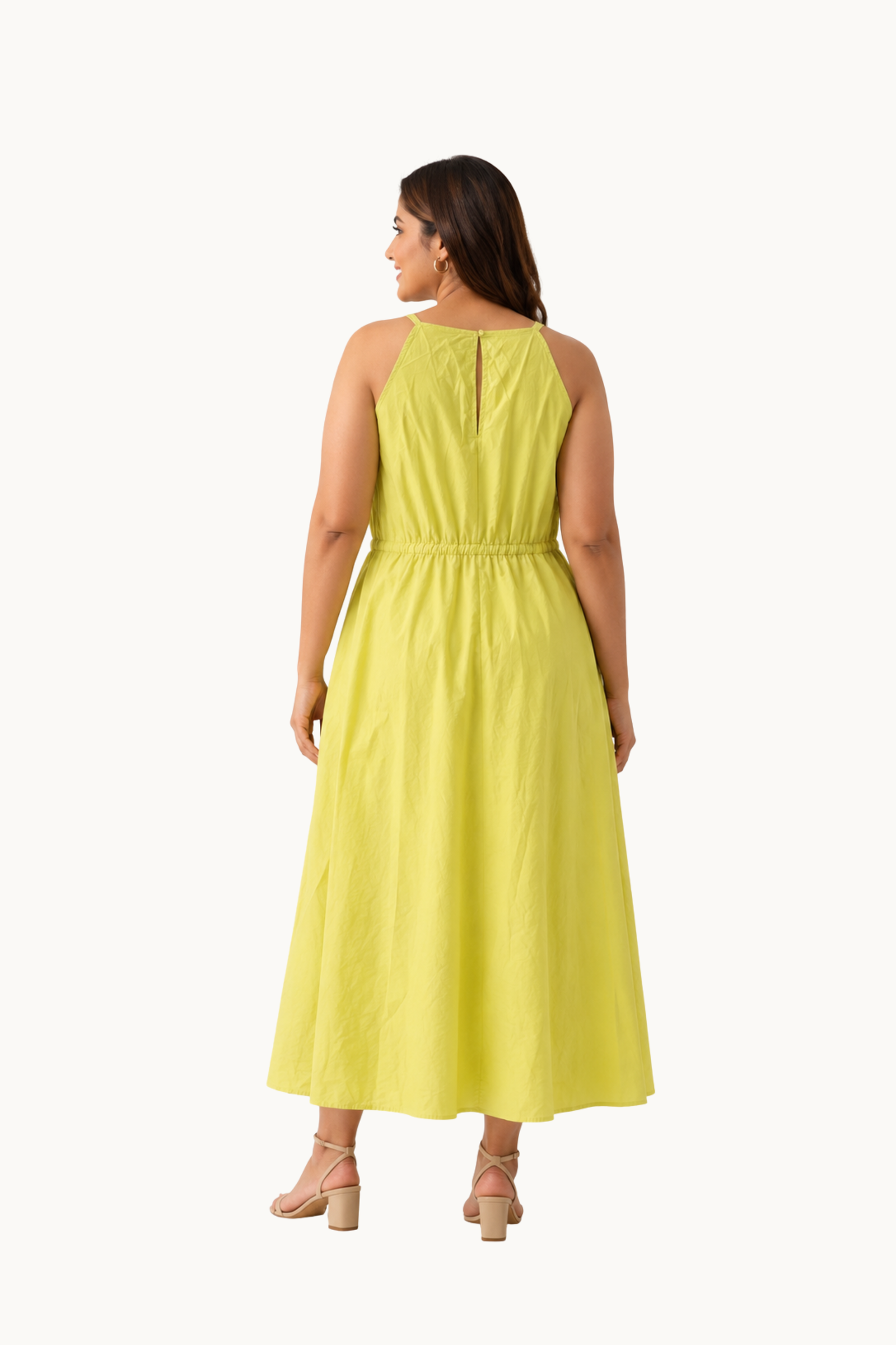 Chartreuse Halter Neck Maxi Dress