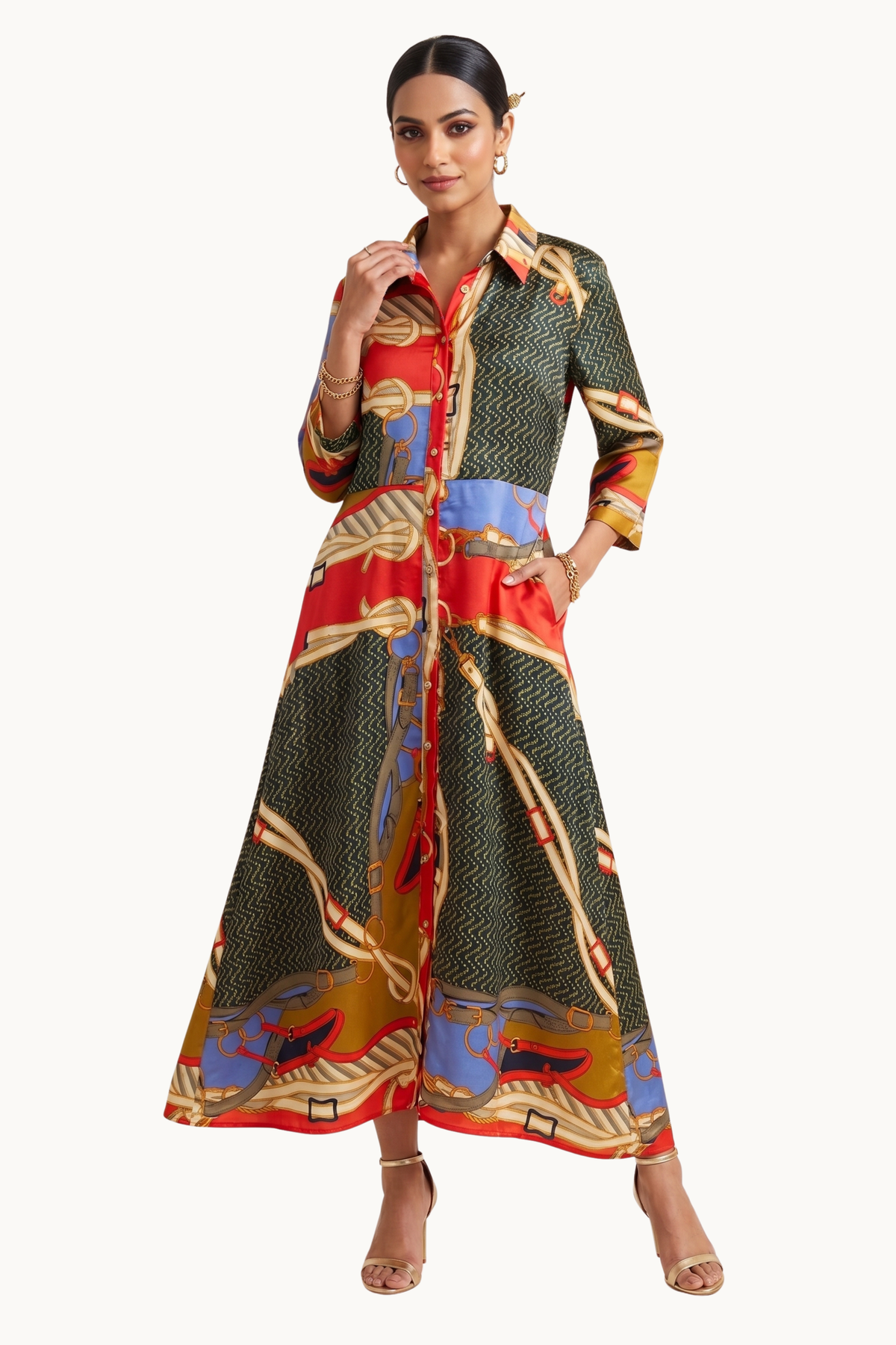 Equestrian Elegance Collared Maxi