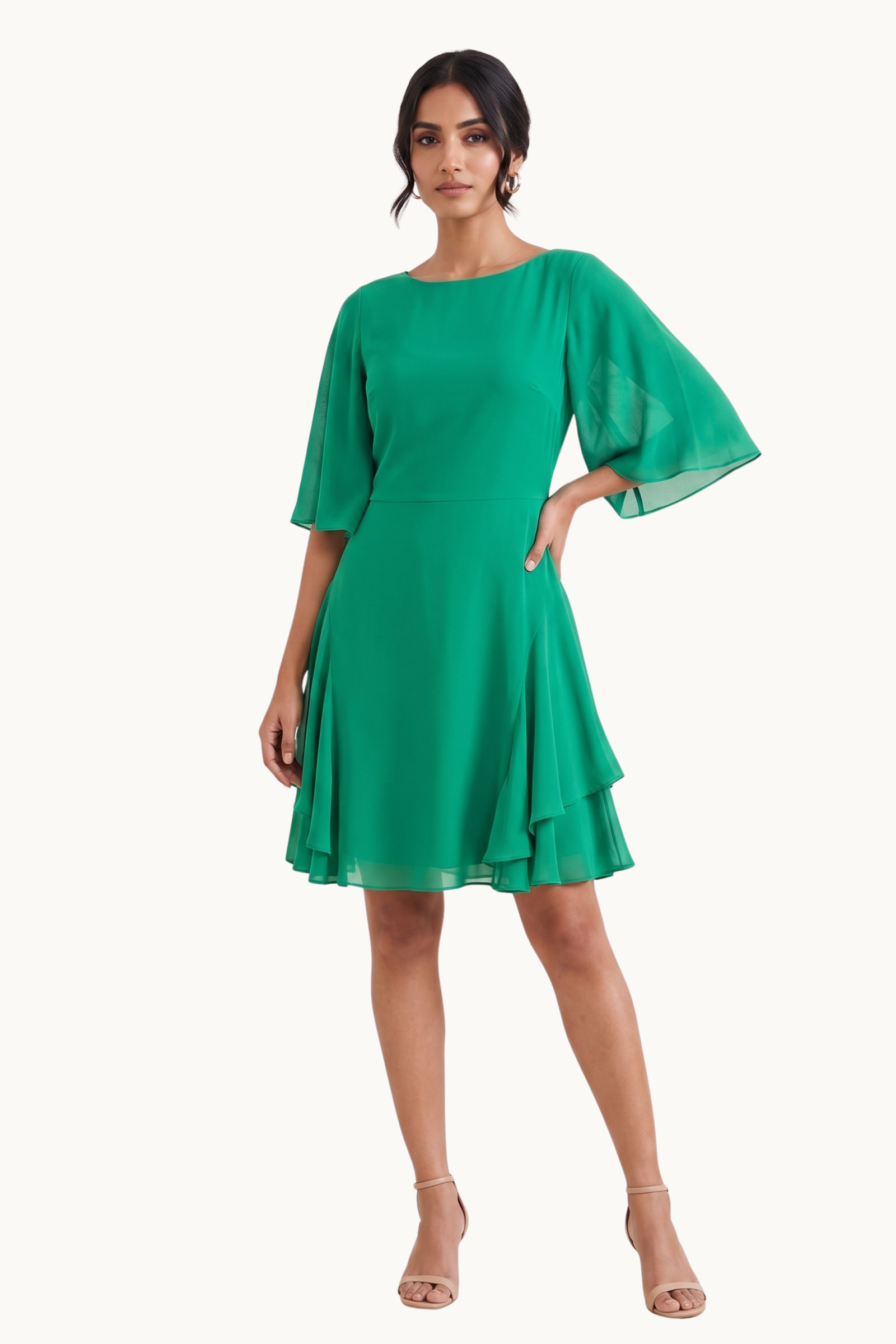 The Emerald Flutter Dress