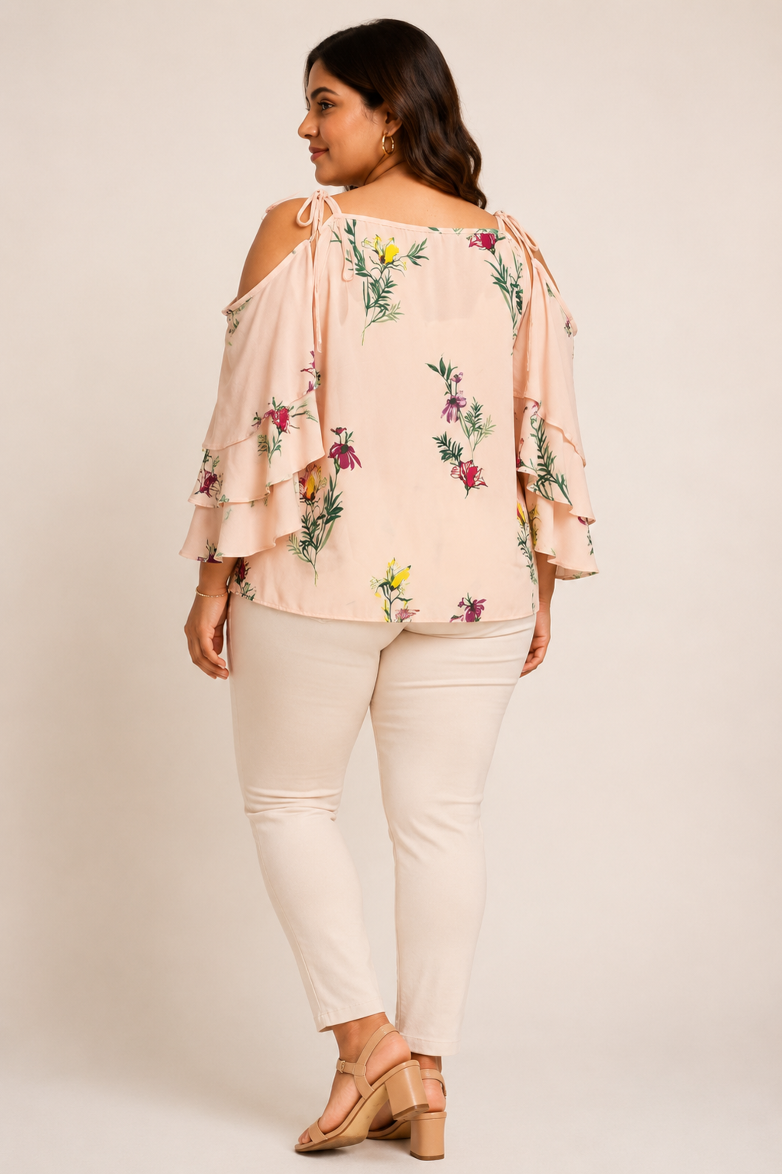 Peach Blossom Cold-Shoulder Top