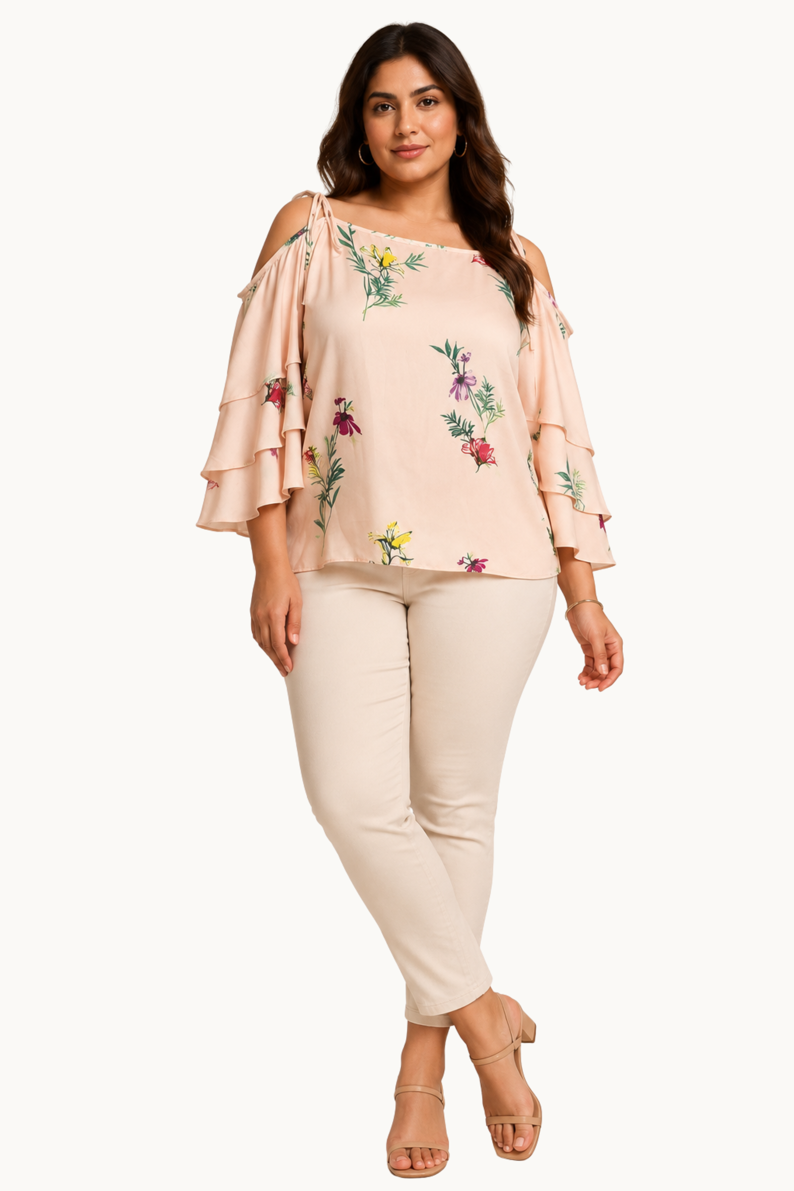 Peach Blossom Cold-Shoulder Top