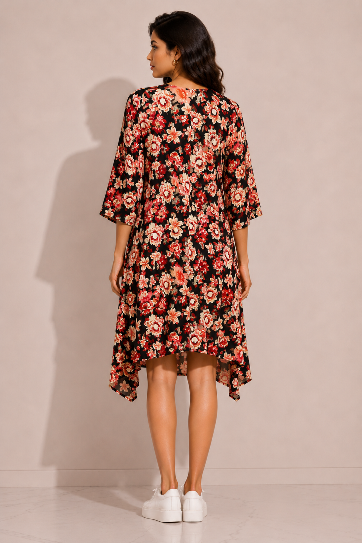 Floral Print Front-Tie Longline Shrug