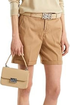 Classic Beige Cotton Chino Shorts with Folded Hem