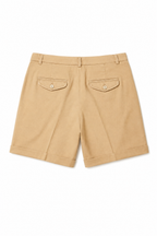 Classic Beige Cotton Chino Shorts with Folded Hem