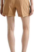 Classic Beige Cotton Chino Shorts with Folded Hem