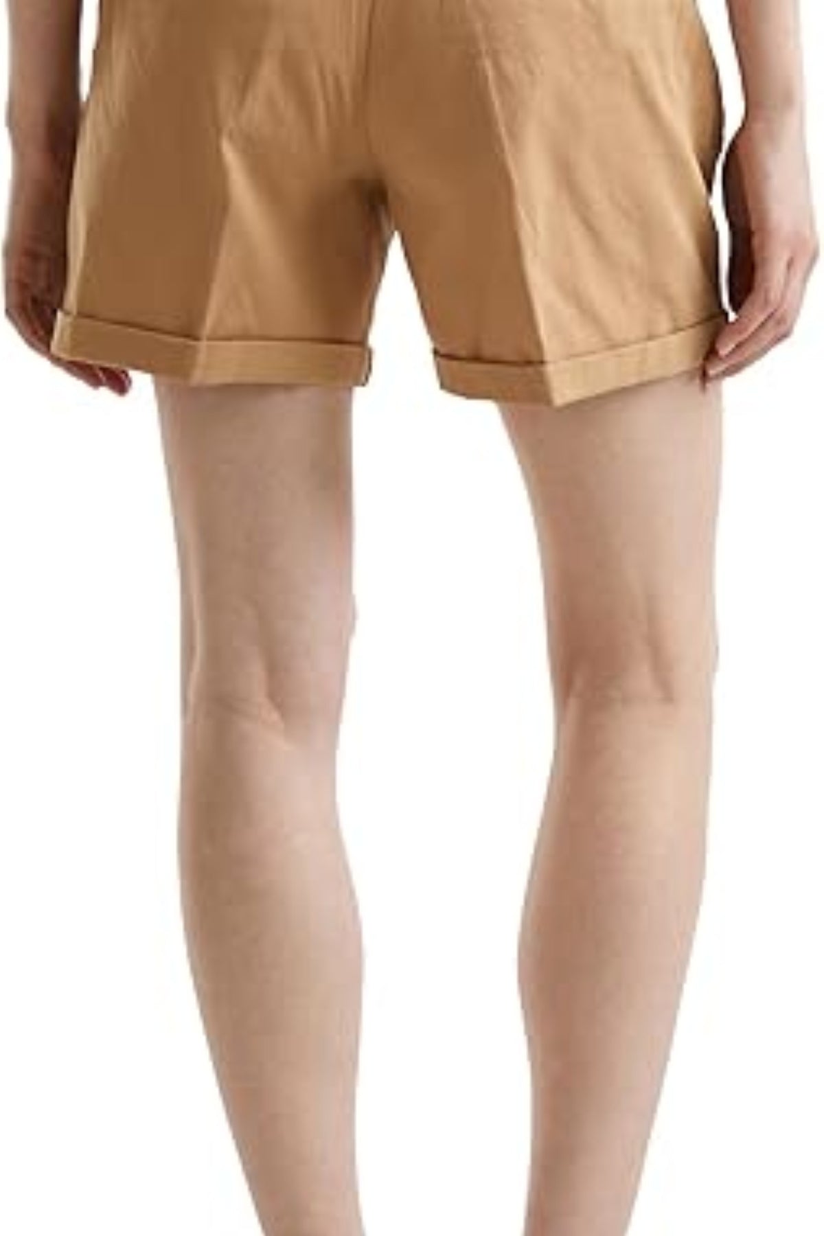Classic Beige Cotton Chino Shorts with Folded Hem