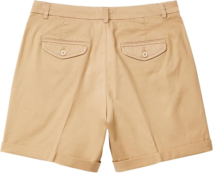 Classic Beige Cotton Chino Shorts with Folded Hem