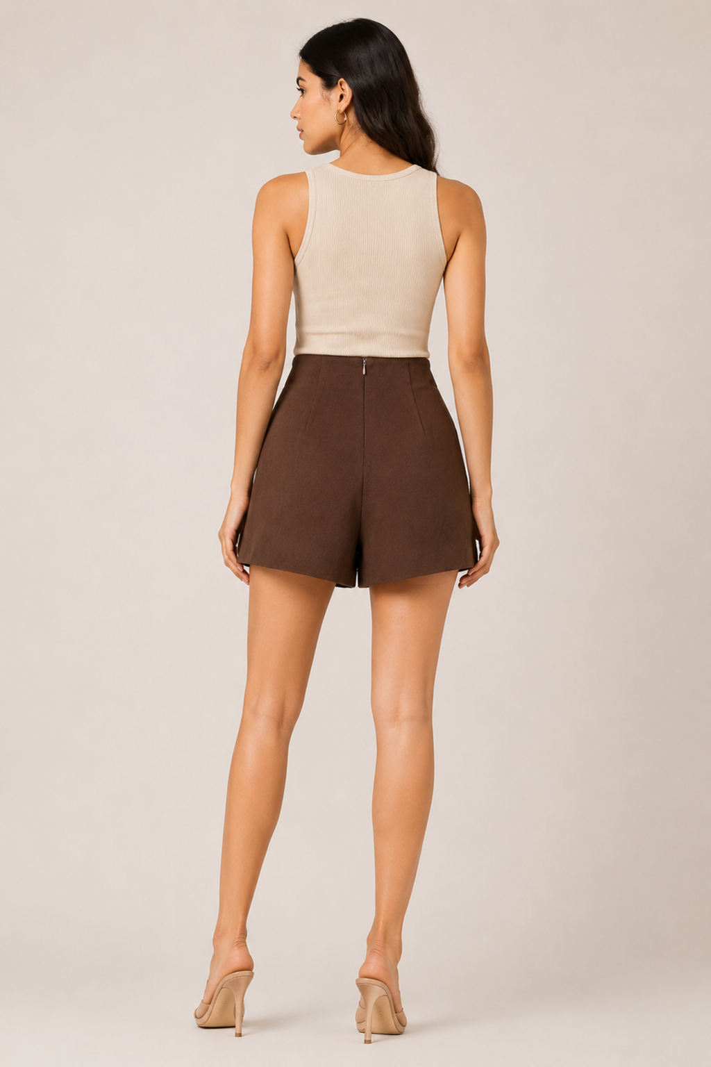 Coffee Brown Wrap-Front Skort