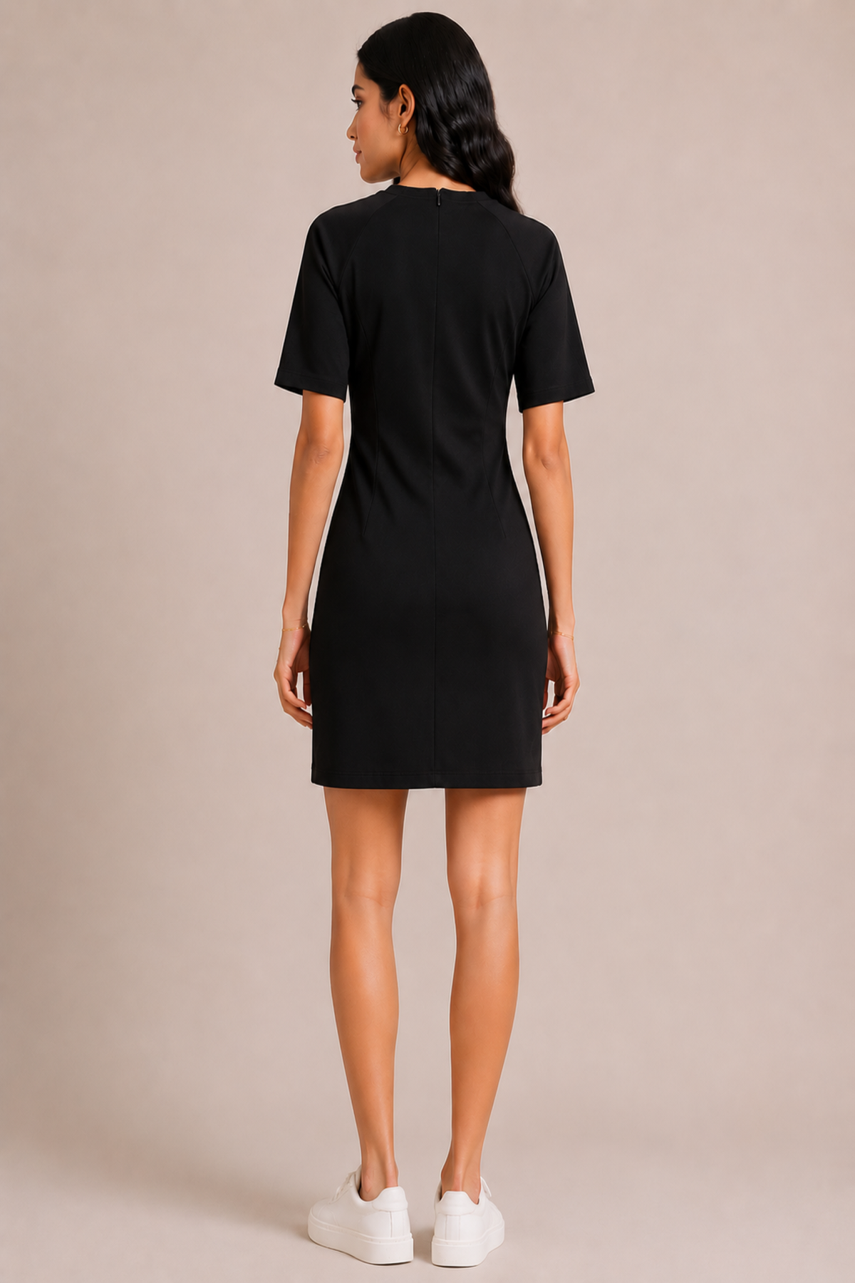 Burgundy & Black Colorblocked Sheath Dress