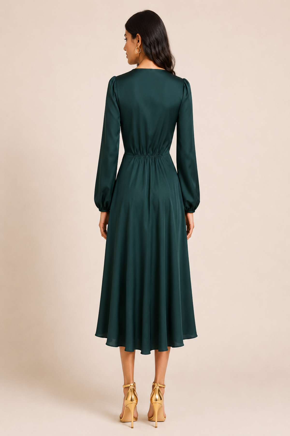 Asymmetrical Satin Midi Dress