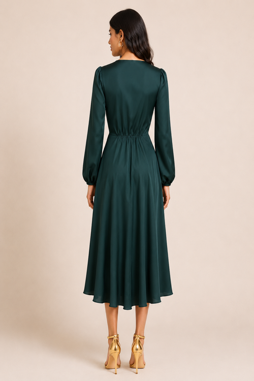 Asymmetrical Satin Midi Dress
