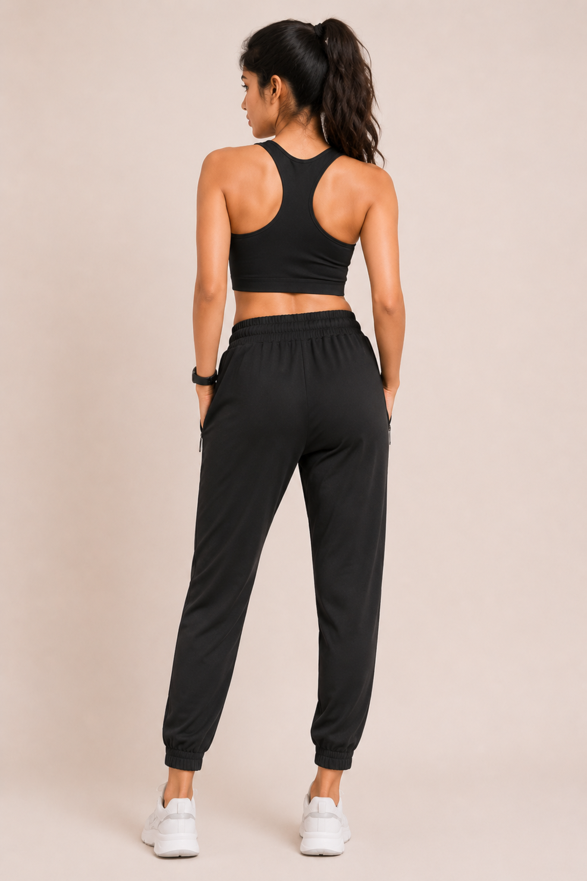 Black High-Waisted Drawstring Joggers